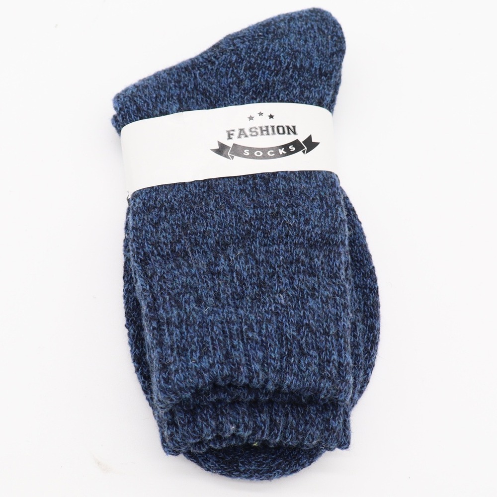 Fashion Socks Wool Socks Womens 5-8 Crew Navy Blue Marled Knit New